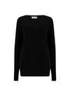 Marcella V-Neck Jumper in Black Sleeve Stripes from Sugarhill