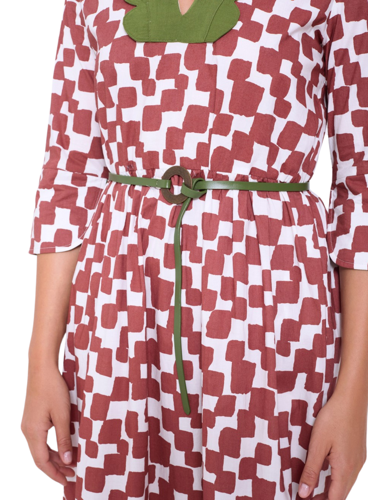 Long Square Cotton Dress with Waves in Goldfish from Skatïe