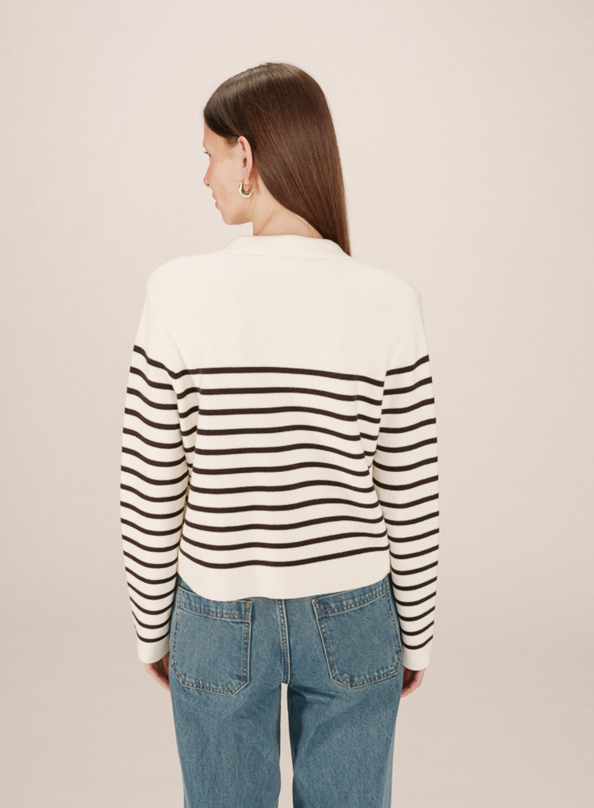 Sailor Knit Cardigan in Ecru Stripe from Grace & Mila