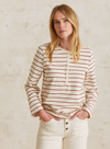 Mia Long Sleeve Top in Ecru + Chocolate Stripes from Yerse
