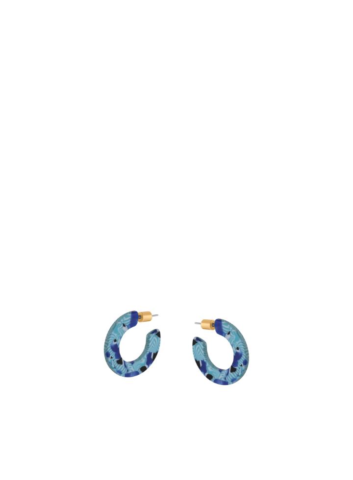 Emma Flat Oval Resin Hoops in Blue from Big Metal