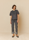 Embroidered Voile Blouse in Carbon from Indi & Cold