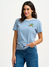 Maggie T-Shirt in Blue/White Tiger Embroidery from Sugarhill