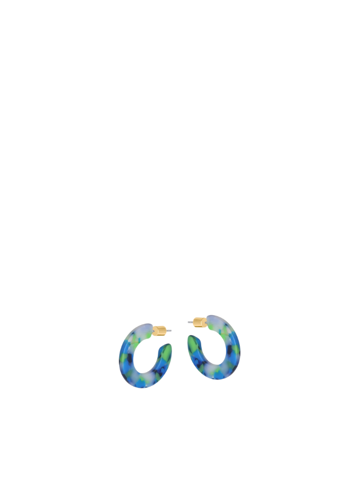 Camille Flat Oval Resin Earrings in Black/Blue/Green from Big Metal