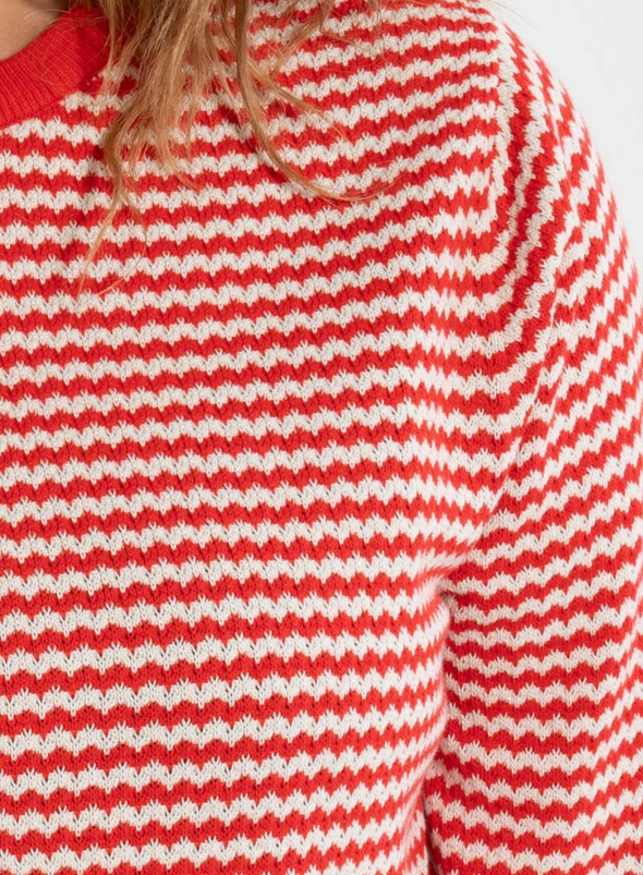 Danefox Pearl Knit Sweater in Summer Red/Chalk from Danefae