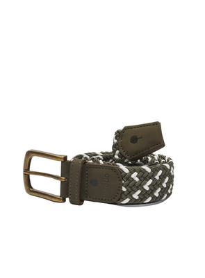 Classic Belt Woven in Kaki+White from Faguo