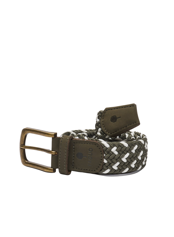 Classic Belt Woven in Kaki+White from Faguo