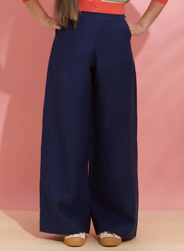 Josephine Linen Trousers in Navy from Palava