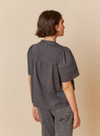 Embroidered Voile Blouse in Carbon from Indi & Cold
