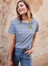 Maggie T-Shirt in Blue/White Tiger Embroidery from Sugarhill