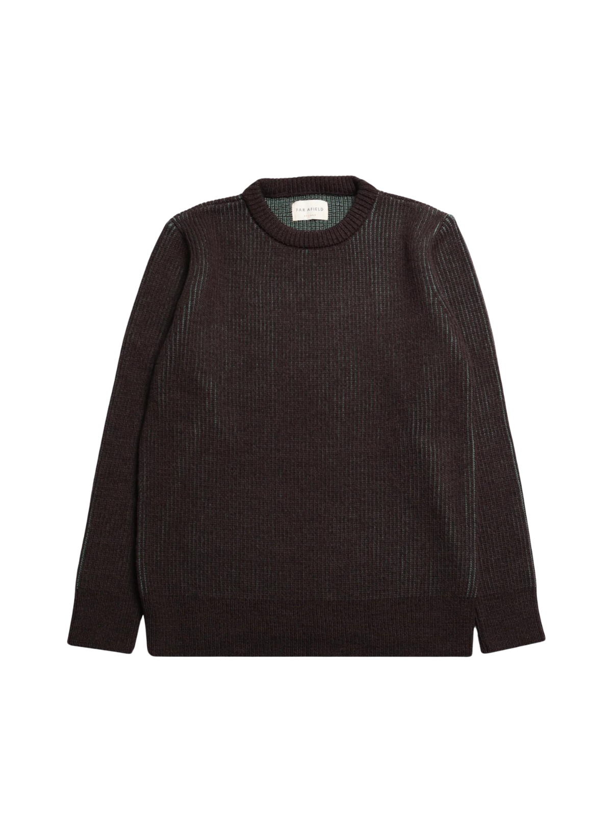Hamish Ribbed Knit in Slate Brown/Forest Green from Far Afield