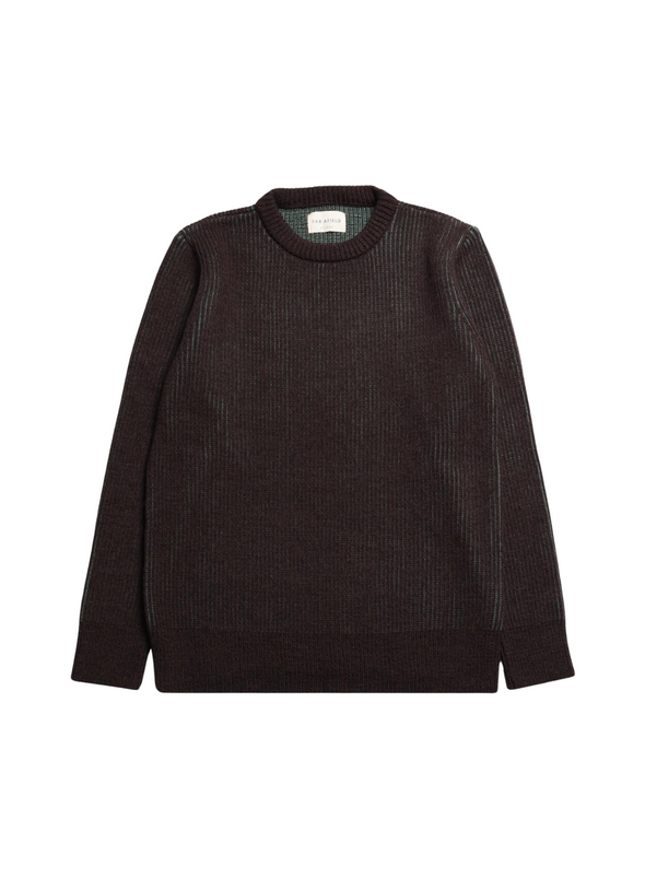 Hamish Ribbed Knit in Slate Brown/Forest Green from Far Afield