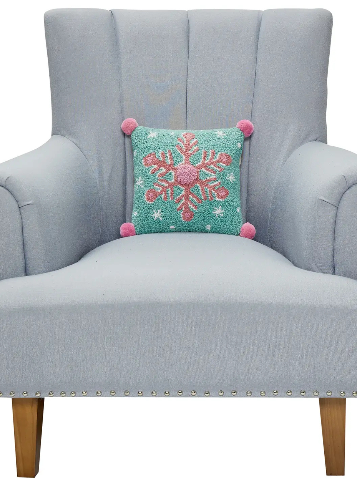 Snowflake W/Pom Poms Hook Cushion from Peking Handicraft