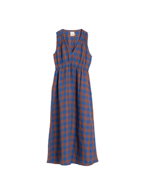 V-Neck Dress in Blue Check from Indi & Cold