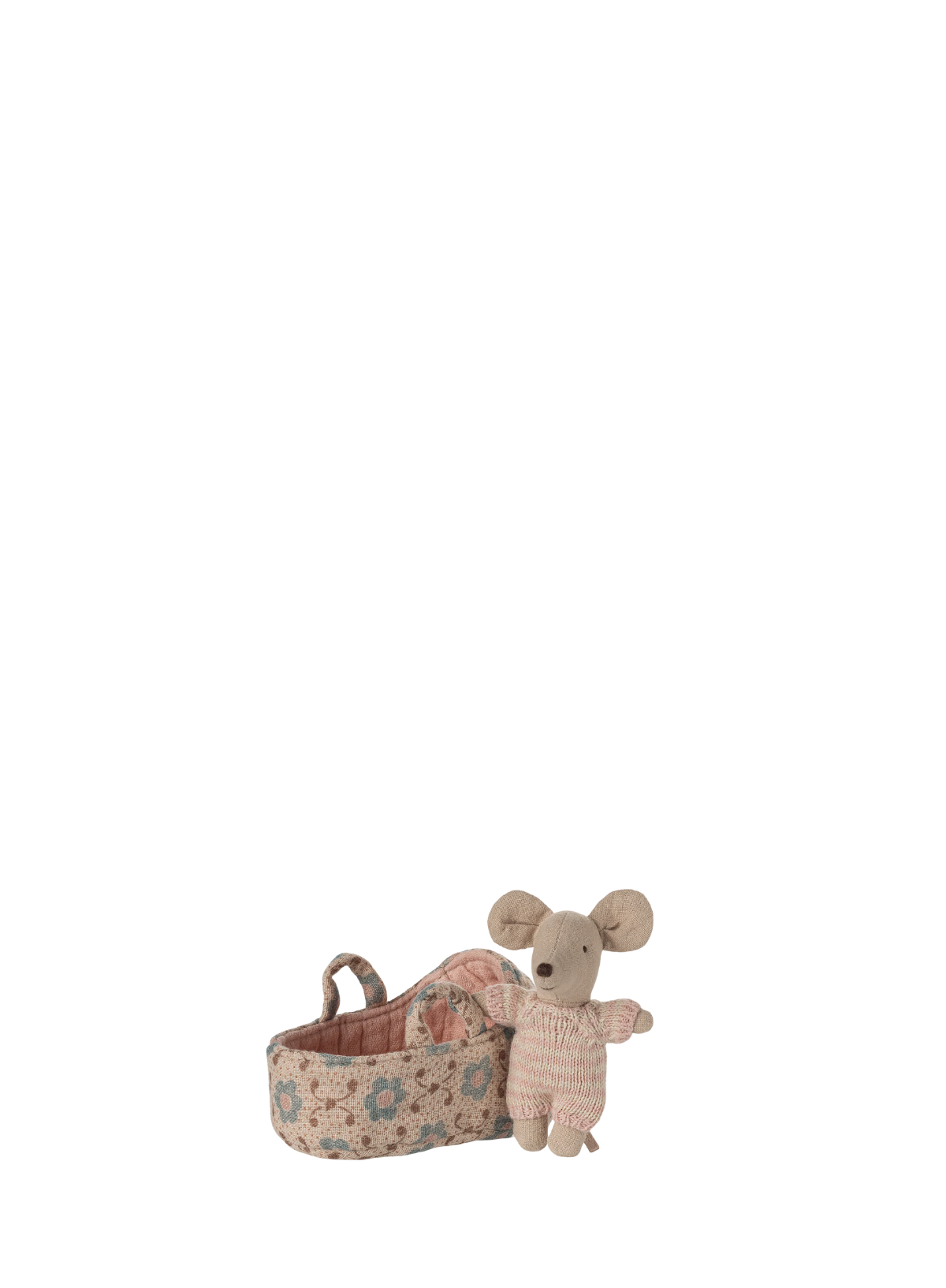 Maileg Baby Mouse in Carry Cot - Rose