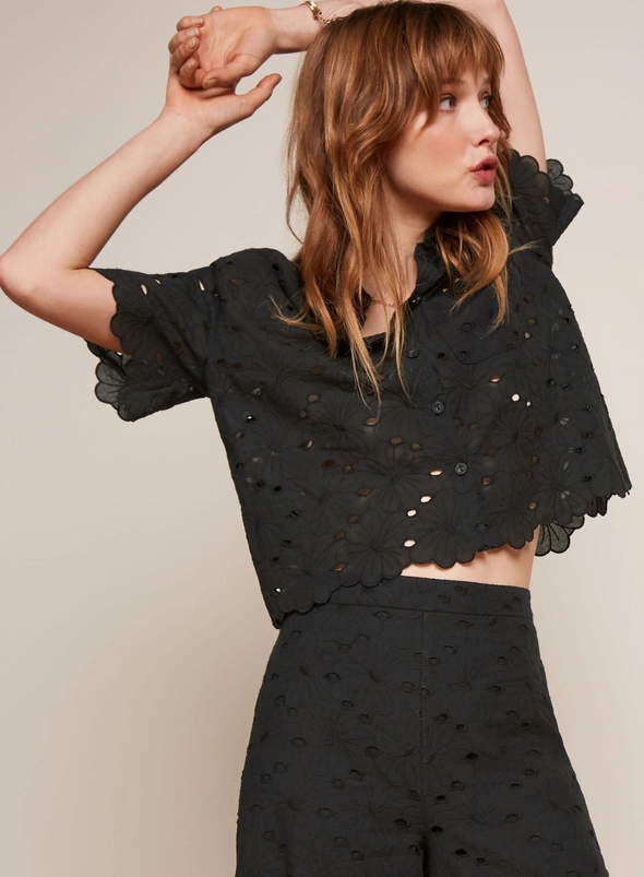 Evelina Blouse Brava Broderie in Black from King Louie