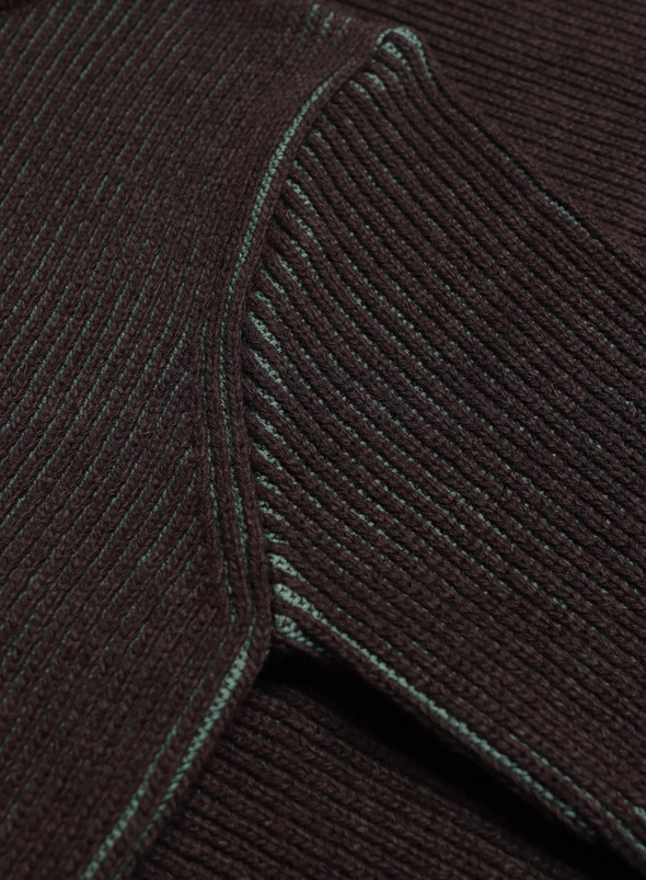 Hamish Ribbed Knit in Slate Brown/Forest Green from Far Afield