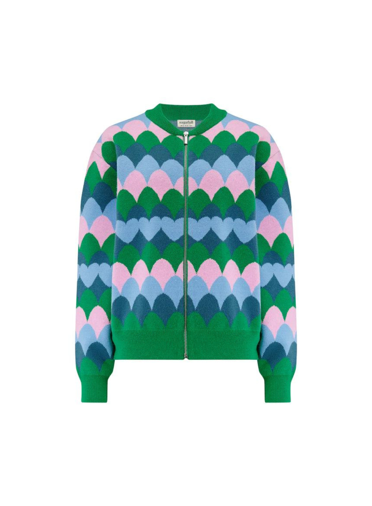 Solana Knitted Bomber in Multi Heart Scallop from Sugarhill