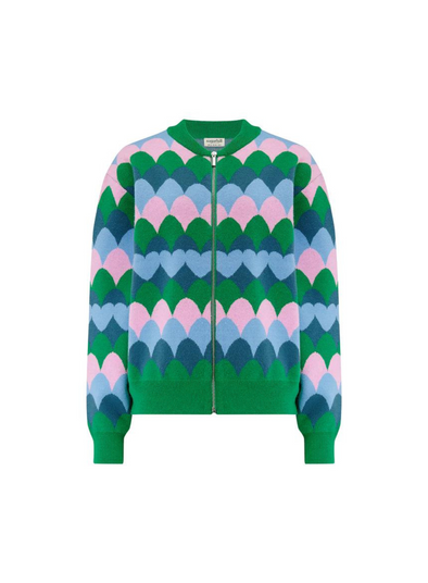 Solana Knitted Bomber in Multi Heart Scallop from Sugarhill