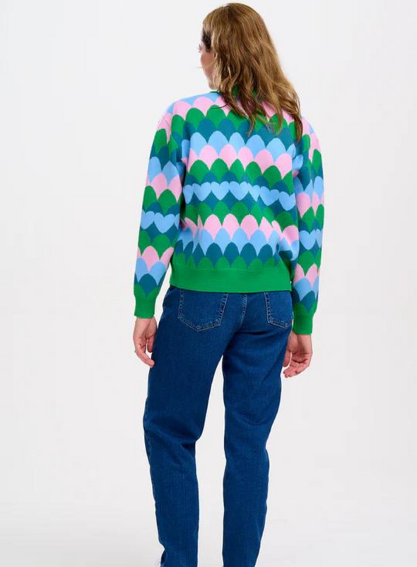 Solana Knitted Bomber in Multi Heart Scallop from Sugarhill