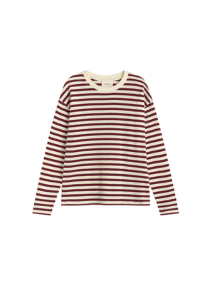 Felpa Stripes Top in Ecru + Burgundy from Ese O Ese