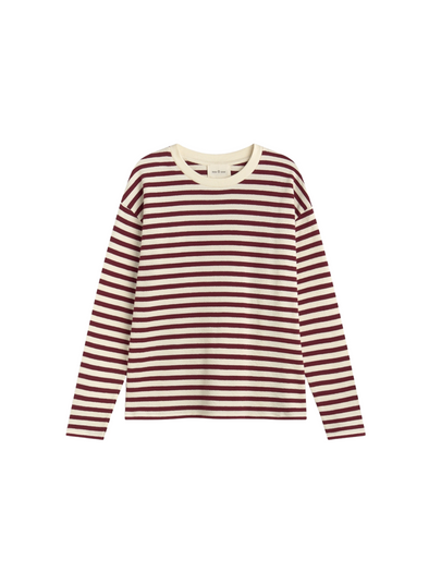 Felpa Stripes Top in Ecru + Burgundy from Ese O Ese