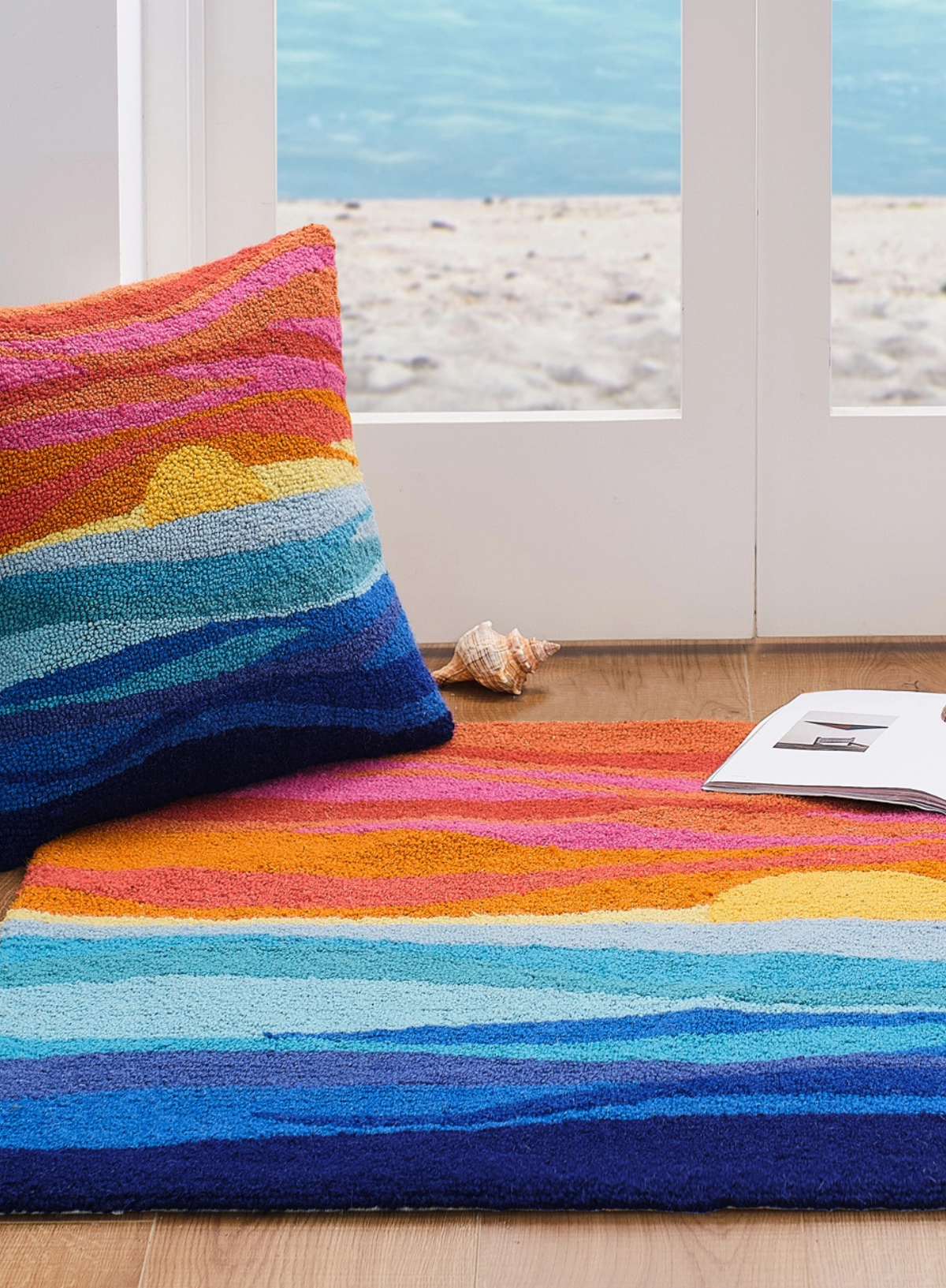 Sunset Hook Cushion in Orange from Peking Handicraft