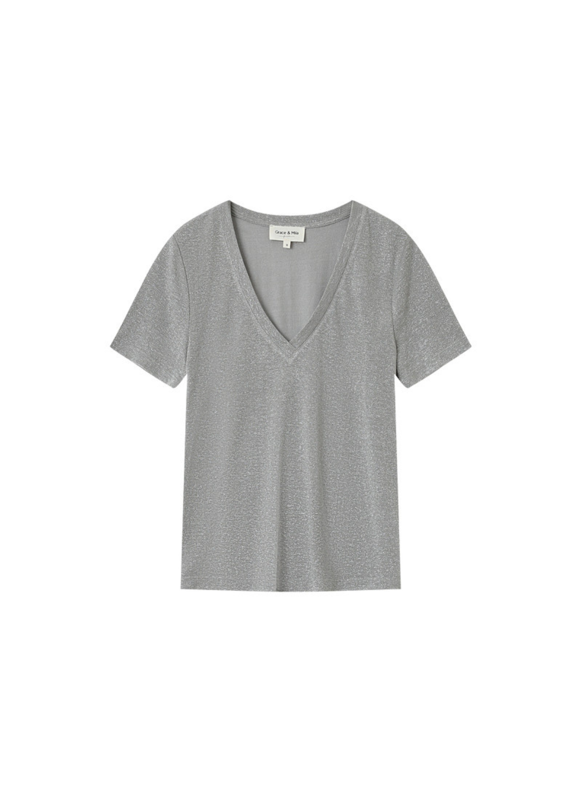 Stardust V-Neck Top in Grey from Grace & Mila