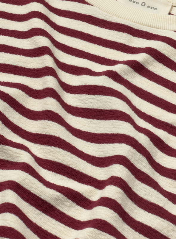 Felpa Stripes Top in Ecru + Burgundy from Ese O Ese