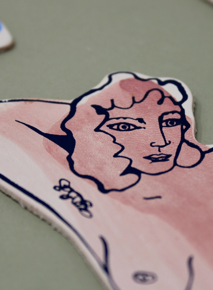 Relaxed Nude Hand Painted Leather Bookmark: Woman from Ark