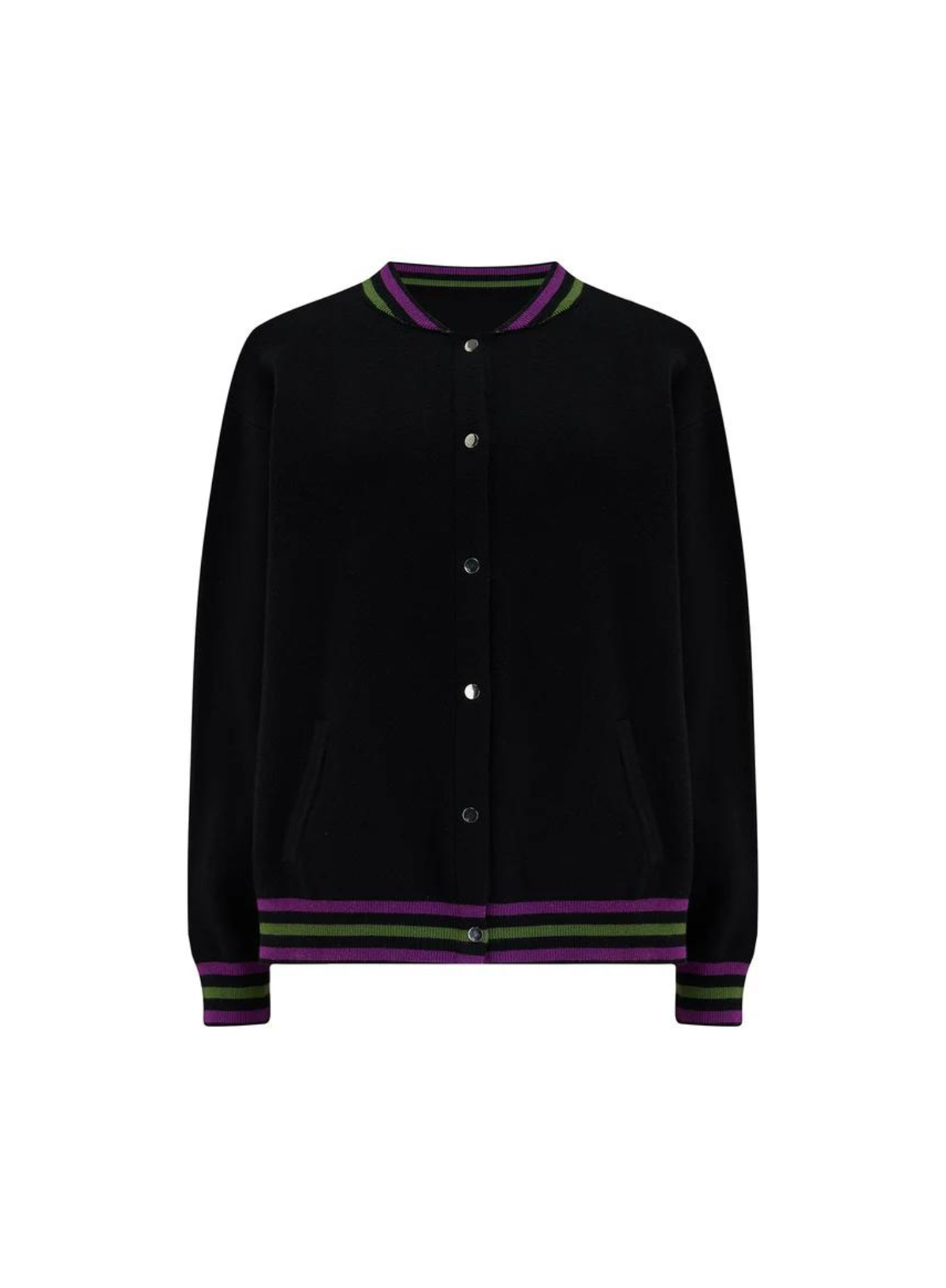 Monay Knitted Bomber Jacket in Black Sports Stripe from Sugarhill