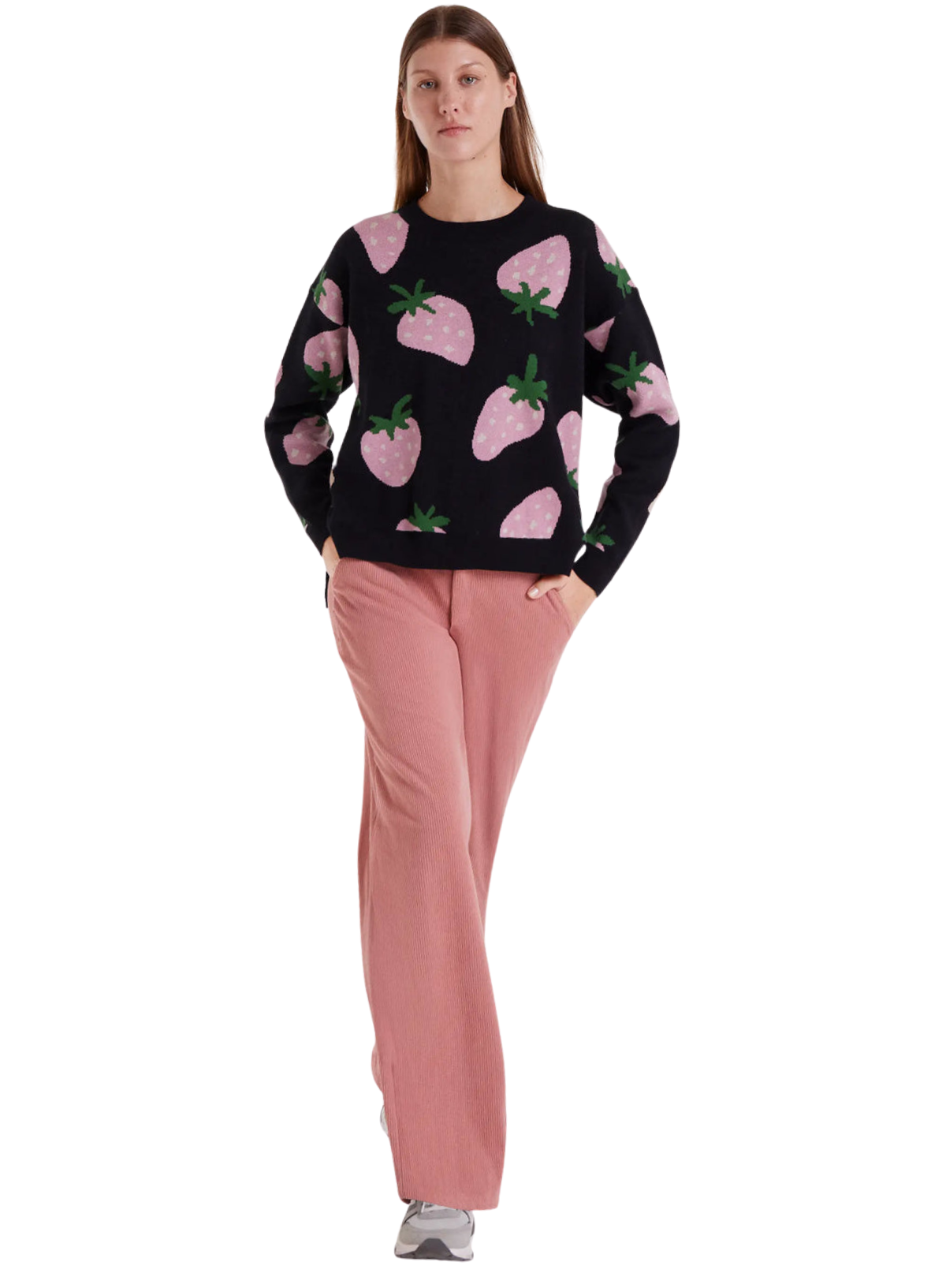 Corduroy Fabric Trousers in Pink from Compañia Fantastica