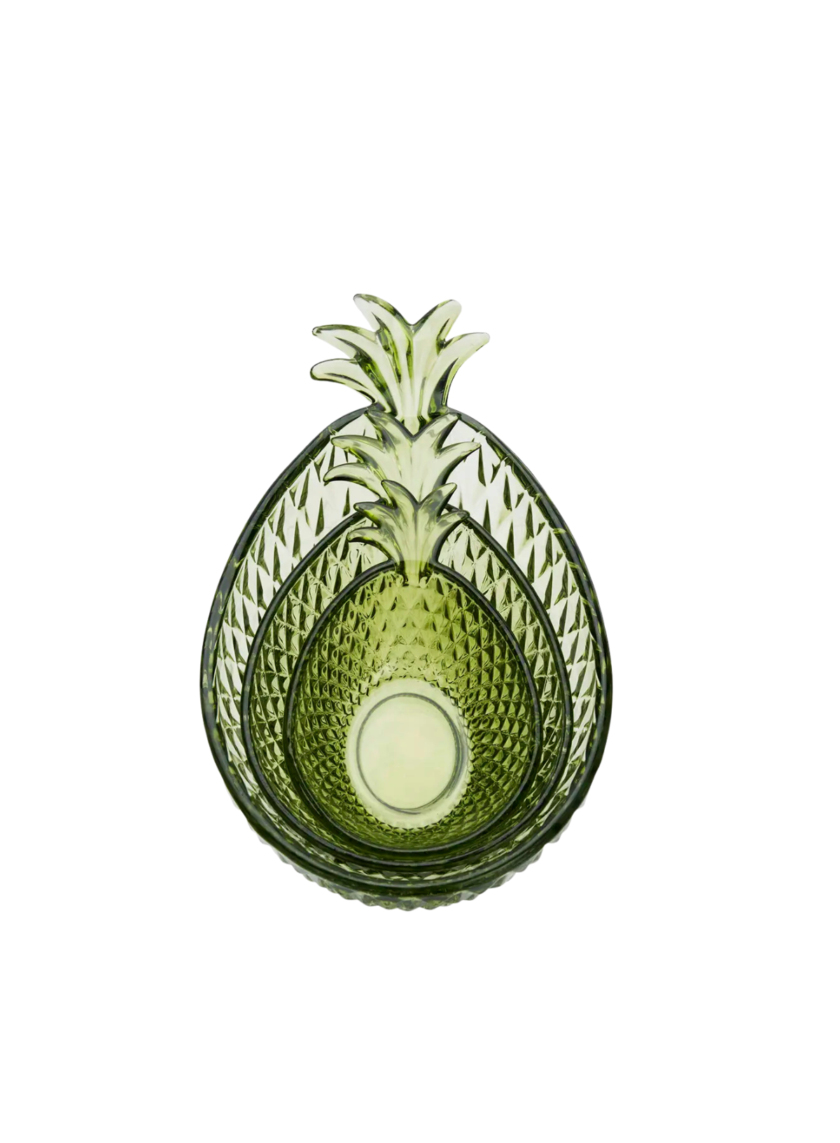 Madam Stoltz Large Glass Green Pineapple Bowl