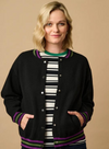 Monay Knitted Bomber Jacket in Black Sports Stripe from Sugarhill