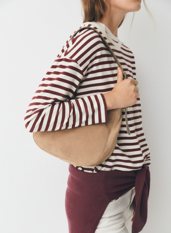 Felpa Stripes Top in Ecru + Burgundy from Ese O Ese