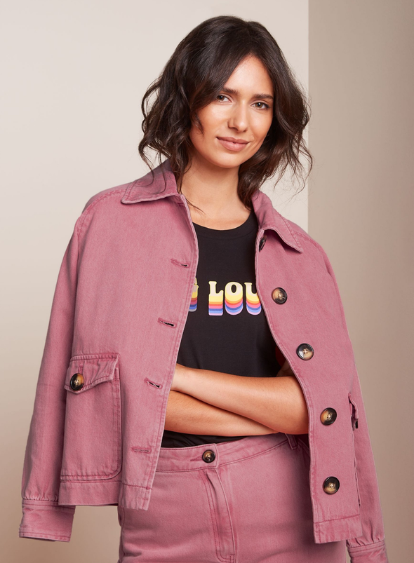 Sylvie Jacket Coloured Denim in Mellow Rose from King Louie