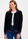 Monay Knitted Bomber Jacket in Black Sports Stripe from Sugarhill