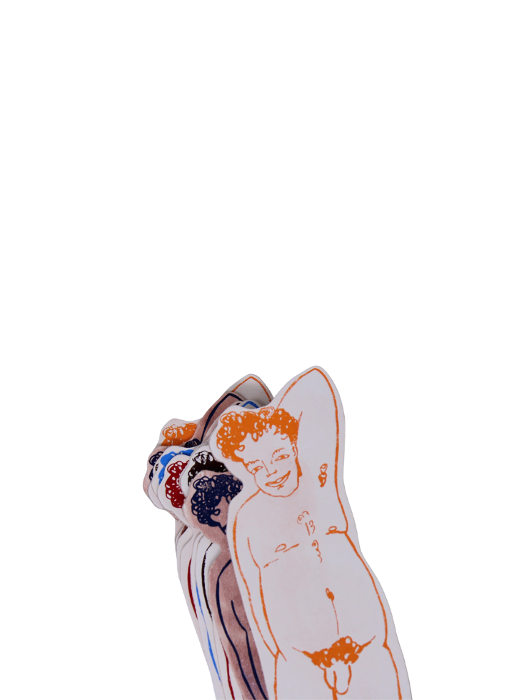 Ark Relaxed Nude Hand Painted Leather Bookmark: Man