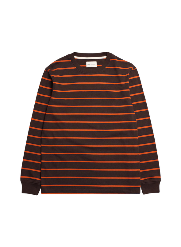 Tres Stripe Long Sleeve T-Shirt in Slate Brown Multi from Far Afield