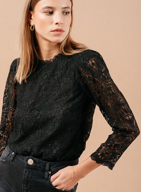 Magnolia Blouse in Black from Grace and Mila