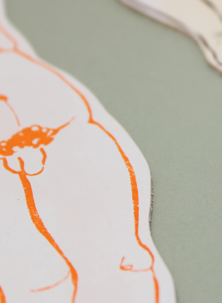 Ark Relaxed Nude Hand Painted Leather Bookmark: Man