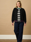 Monay Knitted Bomber Jacket in Black Sports Stripe from Sugarhill