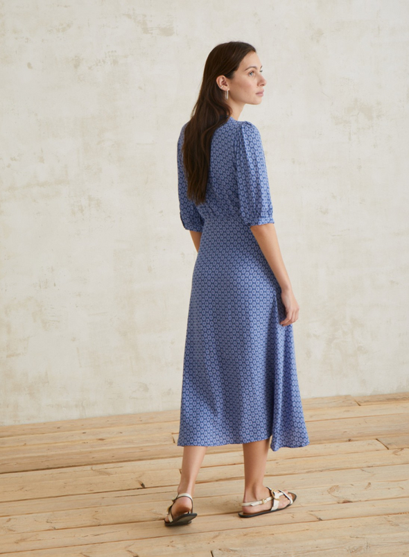 Virgo Printed Dress in Blue from Yerse