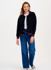 Monay Knitted Bomber Jacket in Black Sports Stripe from Sugarhill