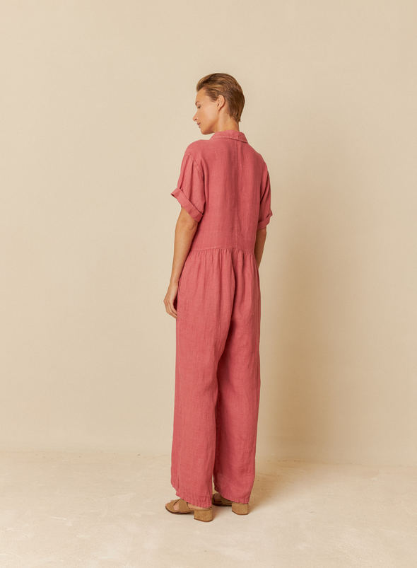 Wide Leg Jumspuit in Washed Pink from Indi & Cold