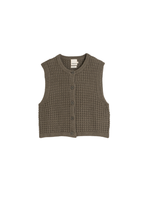Basket Weave Knit Vest in Khaki from Indi & Cold
