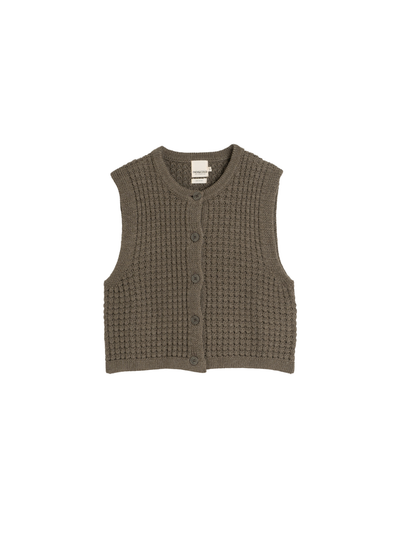 Basket Weave Knit Vest in Khaki from Indi & Cold