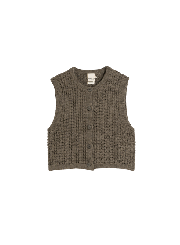 Basket Weave Knit Vest in Khaki from Indi & Cold