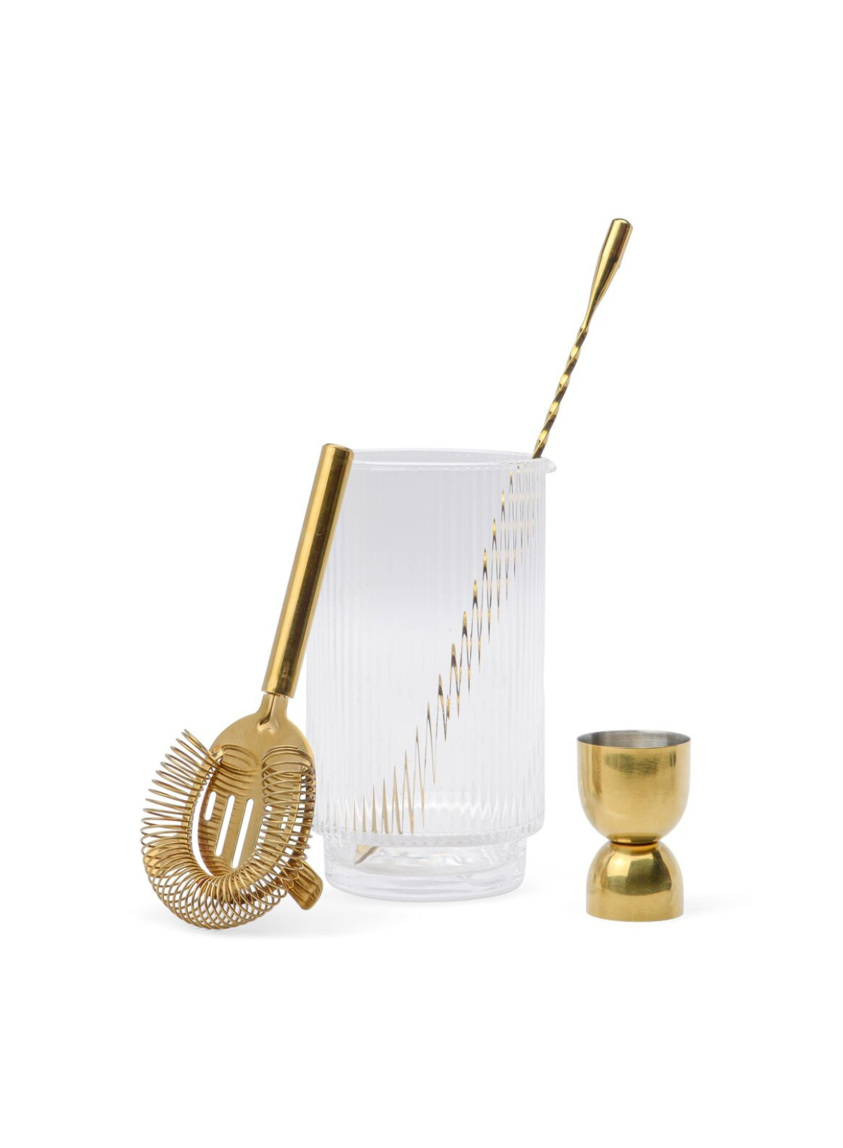 The Renley Bar Tool Set - Jigger, Strainer, Spoon & Beaker