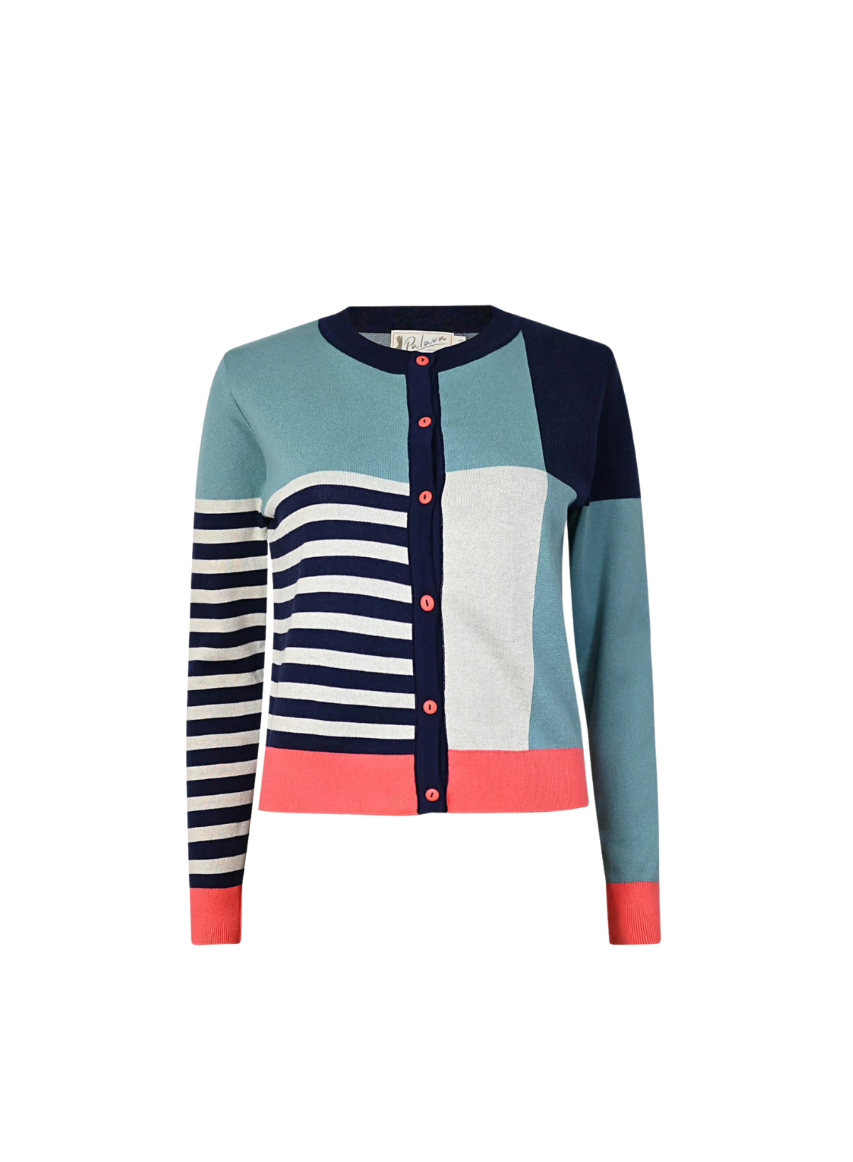 Vera Jacquard Cardigan in Teal Beachcomber from Palava
